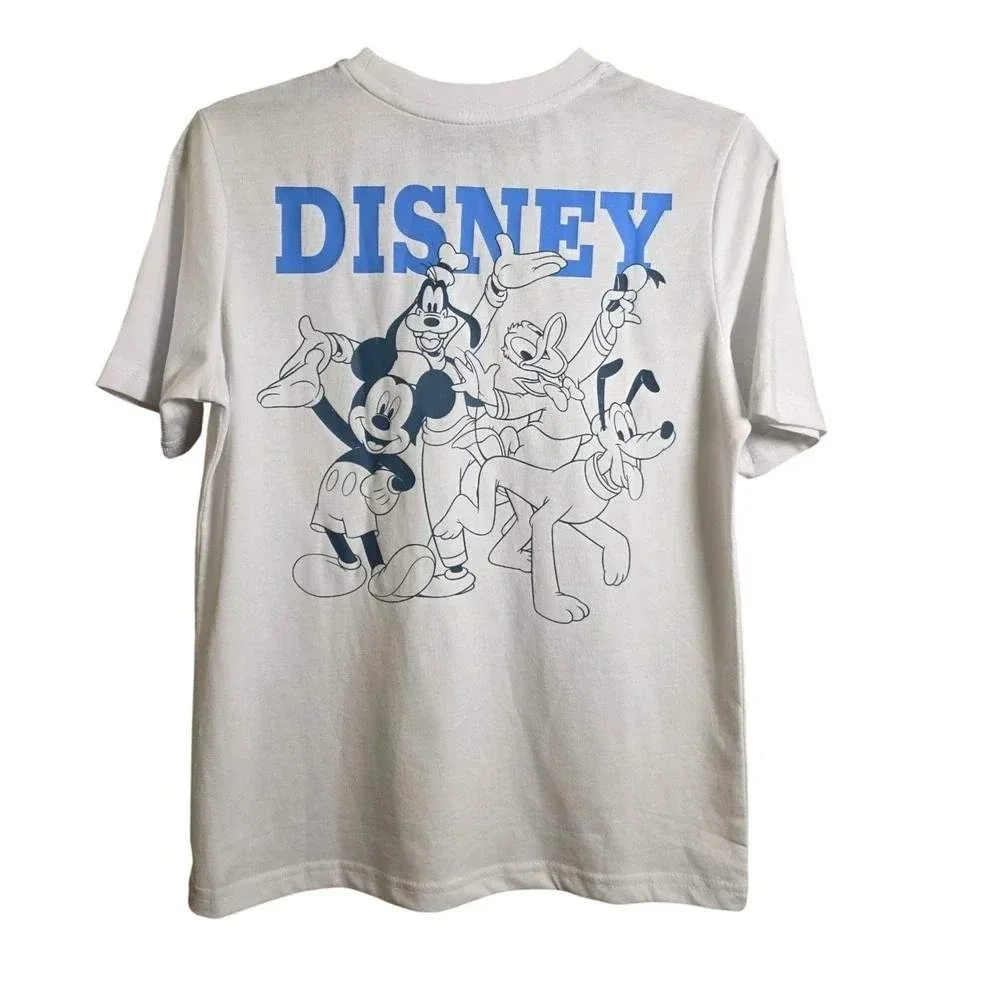 Disney Mickey Goofy Donald Pluto Kids Character Graphic Tee XXL 18 Gray NWT‎